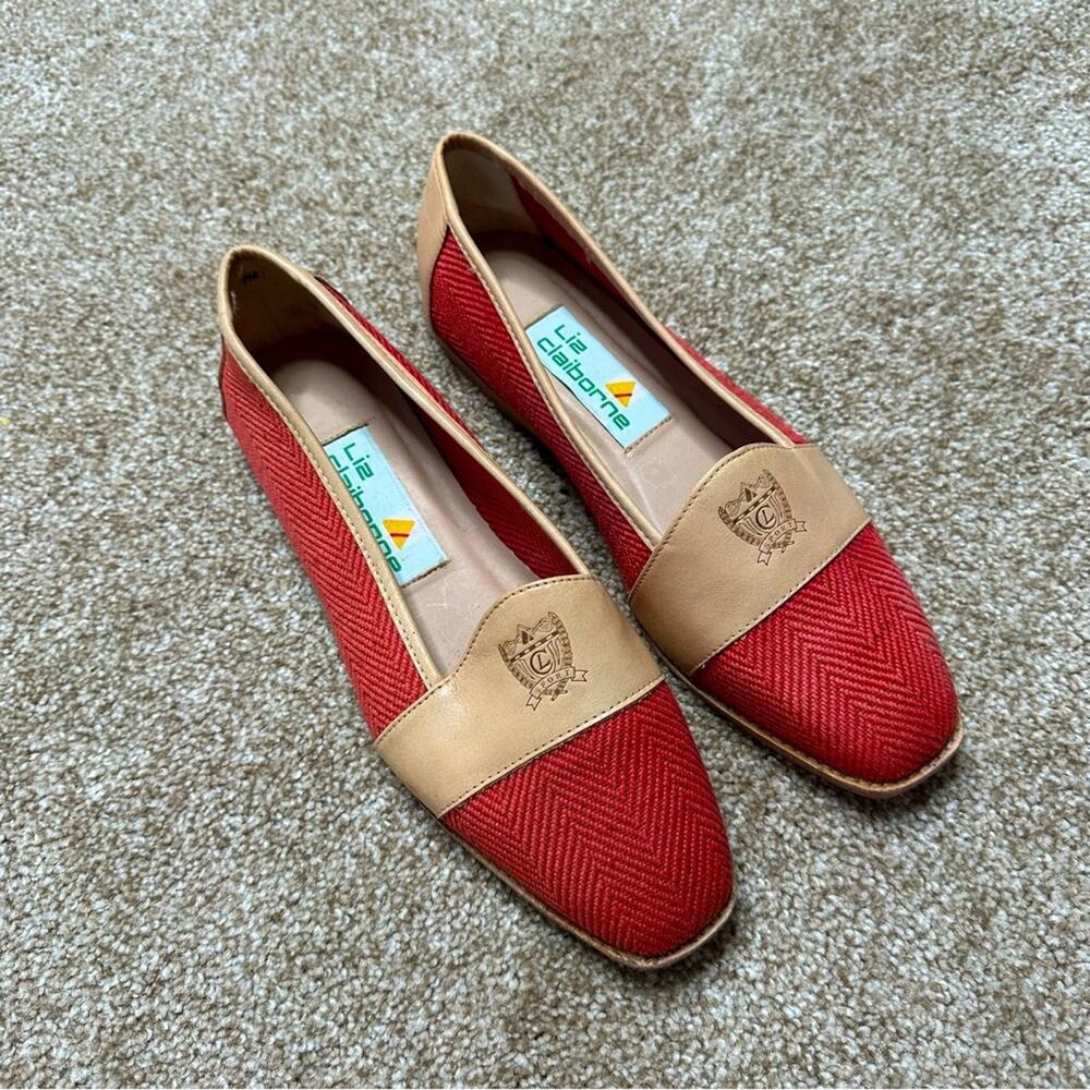 Liz Claiborne Vintage 1970s Red and Tan Loafers Old Money Preppy Size 7